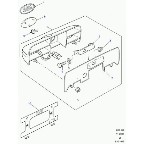 Land rover applique de finition arrière Discovery 2 (DRB100390)