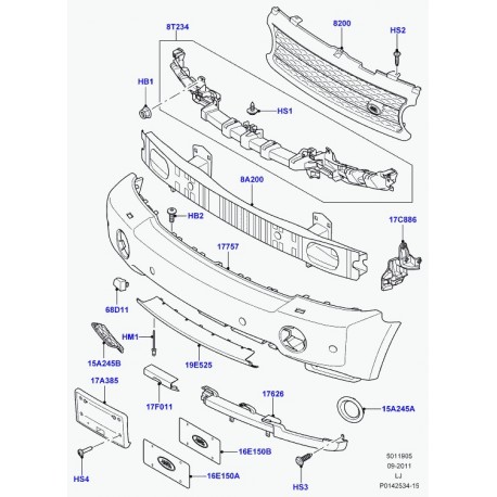 Land rover support plaque de police Range L322 (DRB500100PUY)