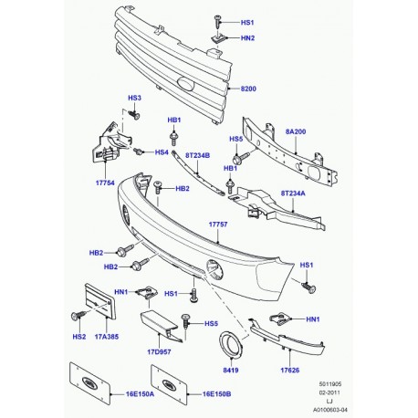 Land rover lunette phare supplementaire Range L322 (DXB000100LML)