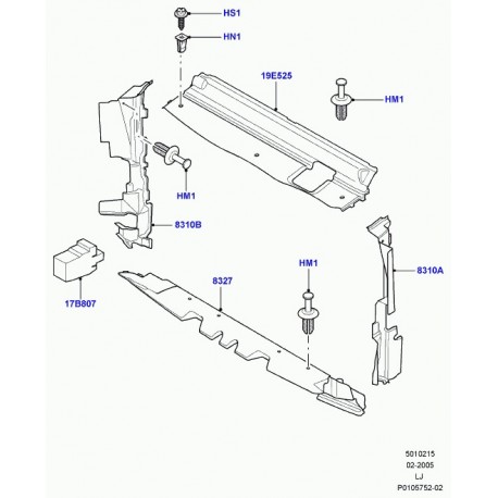 Land rover deflecteur ventilation de moteur Range L322 (DXJ500140)