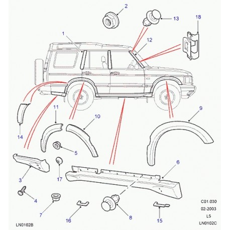 Land rover garniture Discovery 2 (DYH101090)