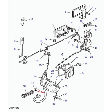 Land rover tige levier coude et contre verrou Discovery 1 (DZA1435L)