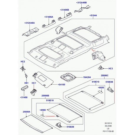 Land rover pare-soleil interieur Discovery 3 (EDQ500941LUM)