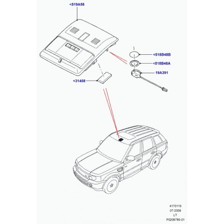 Land rover couvercle console de pavillon Discovery 3, Range L322, Sport (EDV500500)