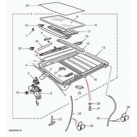 Land rover support panneau ouverture toit Range P38 (EDZ100160)