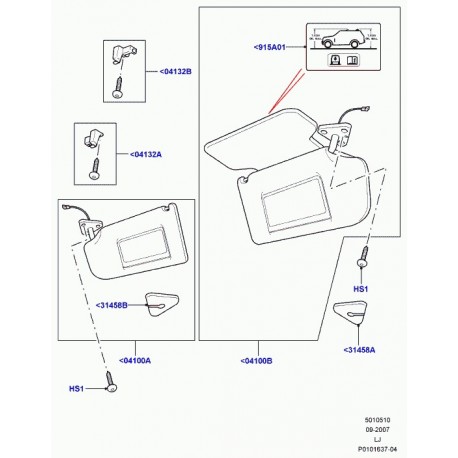 Land rover attache pare-soleil Range L322 (EGP000022NUG)