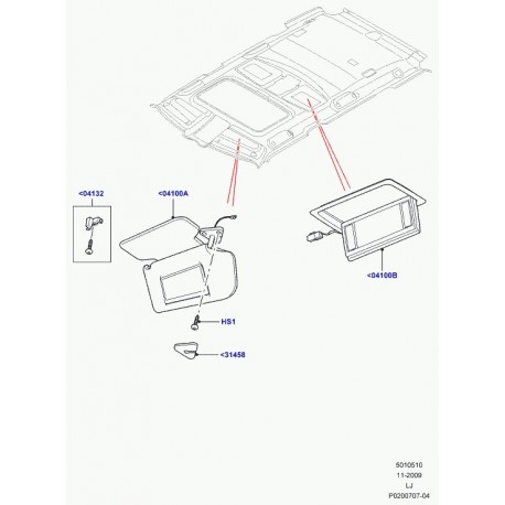 Land rover attache pare-soleil Range L322 (EGP000040PVA)