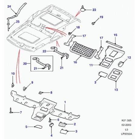 Land rover encadrement eclaireur interieur Discovery 2 (EHI100030LUM)