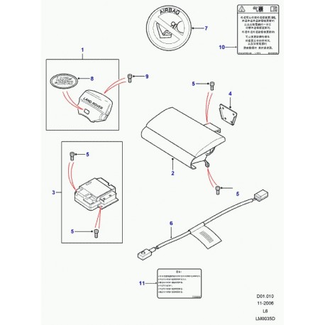 Land rover air bag un3268 Freelander 1 (EHM500360PUY)