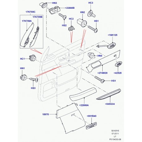 Land rover piece insertion garnissage porte Range Sport (EJC500121AAY)