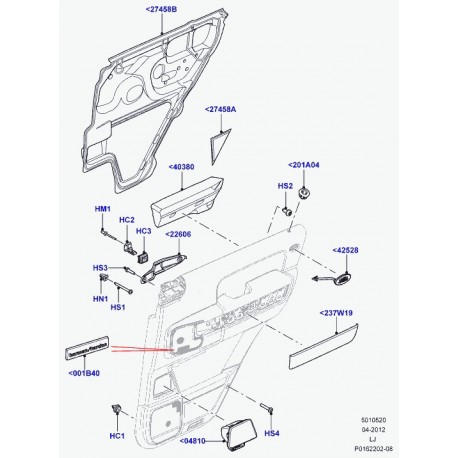 Land rover piece insertion garnissage porte Range L322 (EJC500420AUL)