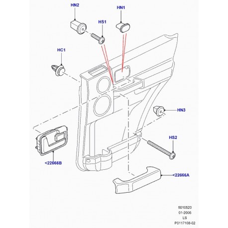 Land rover poignee interieure de porte Discovery 3 (EJE500220LQV)