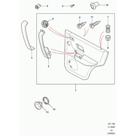 Land rover couvercle poignee Freelander 1 (EJG500040GDG)