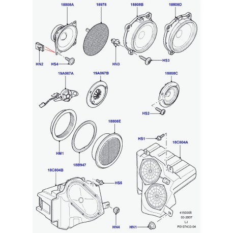 Land rover grille haut-parleur Range L322 (EJW000102VAE)