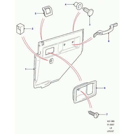 Land rover panneau de garnissage de porte Defender 90, 110, 130 (ELB502200PUY)