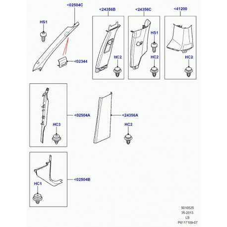 Land rover garnissage intérieur / supérieur  montant b Discovery 3 (EMG500261LUM)