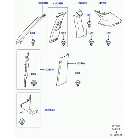 Land rover garnissage droit intérieur / supérieur  montant b Range Sport (EMG500383NUG)