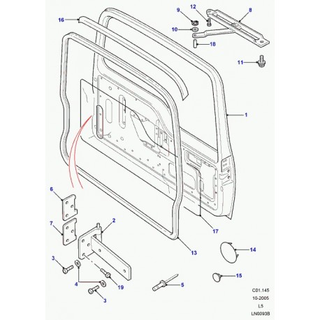 Land rover feuille plastique etancheite portes Discovery 2 (EOT100030)