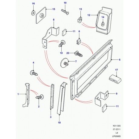 Land rover garniture entourage de petite vitre arriere droite Defender 90, 110, 130 (EQT500620LOY)