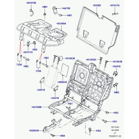 Land rover recouvrement support siege arrière Discovery 3, Range Sport (ERG500011PVJ)