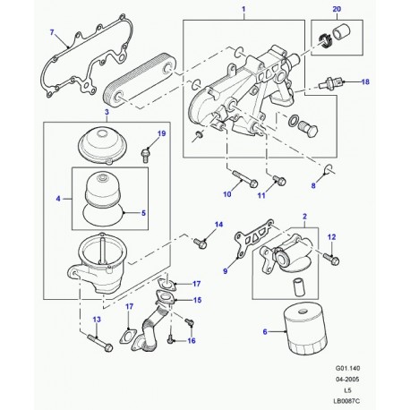 Land rover rotor de filtre huile Defender 90, 110, 130 et Discovery 2 (ERR6299)