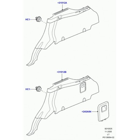 Land rover panneau de garnissage de custode Range Sport (ESJ501420WWB)