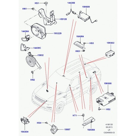 Land rover goujon Evoque et Range L405,  Sport (ESR0567)