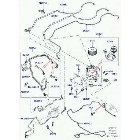 Land rover agrafe tuyau de combustible Discovery 3, Range P38, Sport (ESR1600)