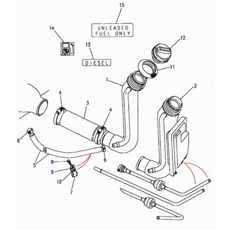 Land rover tuyau flexible tubulure rempliss. Discovery 1 (ESR2834)