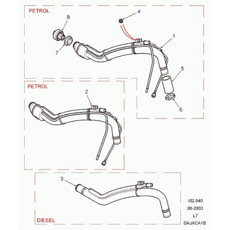 Land rover tuyau flexible tubulure remplis Range P38 (ESR3219)