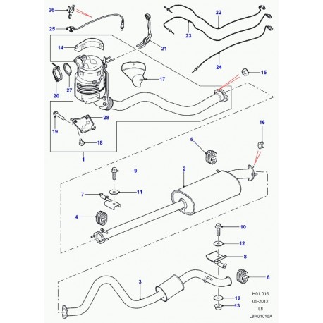 Land rover support suspension tuyau échappement Defender 90, 110, 130 (ESR3294)