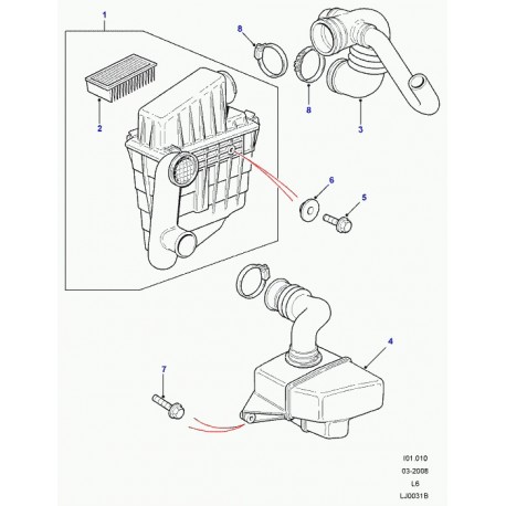 Land rover silencieux d'aspiration Freelander 1 (ESR4104)