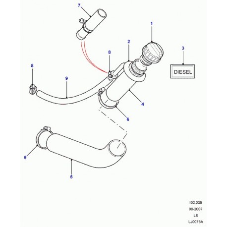 Land rover tube reniflard Defender 90, 110, 130 et Discovery 2 (ESR4290)