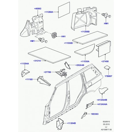 Land rover garniture insonorisation plancher Range L322 (EUB000011)