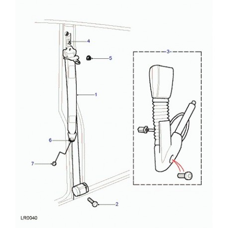 Land rover ceinture de securite Discovery 2 (EVB000700LNF)