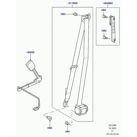 Land rover boucle fermeture ceinture securite Discovery 3, Range Sport (EVB500700PMA)