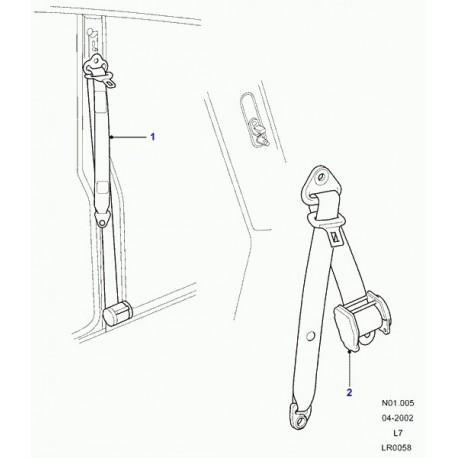 Land rover ceinture de securite Range P38 (EVL000110LNF)