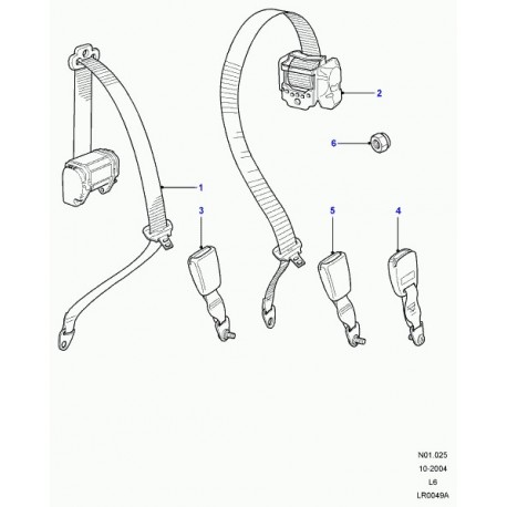 Land rover ceinture de securite Freelander 1 (EVL000440LNF)