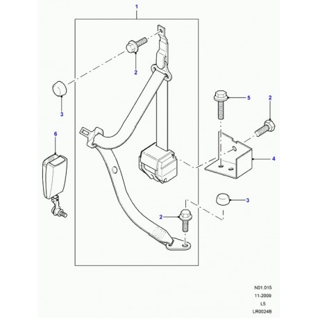 Land rover ceinture de securite Discovery 2 (EVL000450LNF)