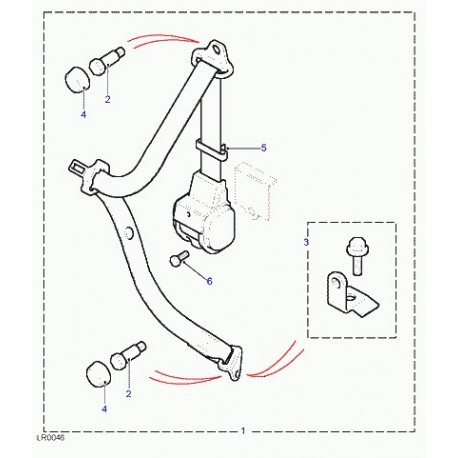 Land rover ceinture de securite Discovery 2 (EVL000780LNF)