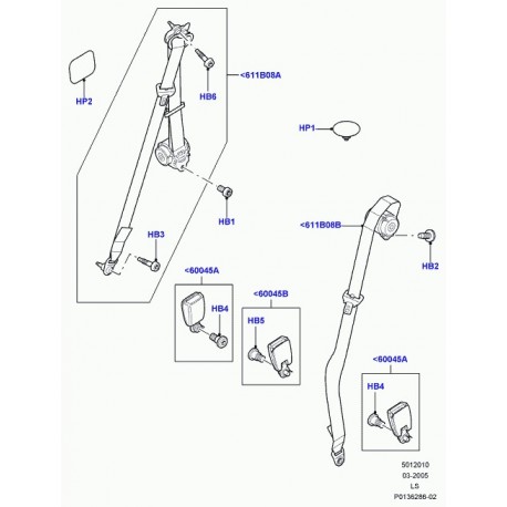 Land rover boucle fermeture ceinture securite Discovery 3 (EVL500650PMA)