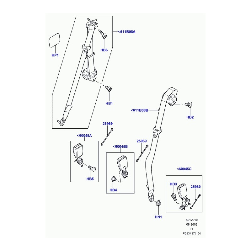 Commander boucle fermeture ceinture securite Discovery 3, Range Sport LAND  ROVER (EVL500850PMA) pas cher sur RLD Autos