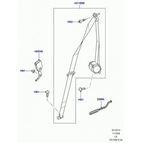 Land rover ceinture de securite Discovery 3 (EVL501010PMA)