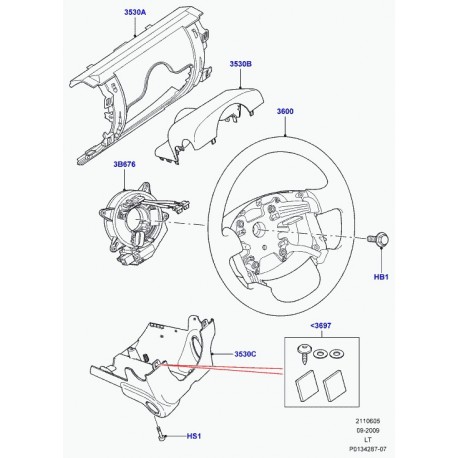 Land rover cache ouverture arbre direction Discovery 3, Range Sport (FAI500050PVJ)