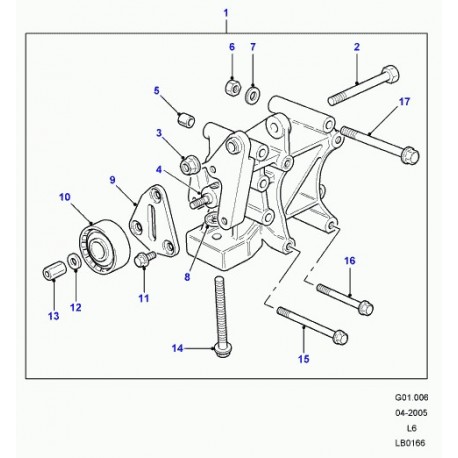 Land rover vis a tete six pans avec collet Freelander 1 (FB110081L)