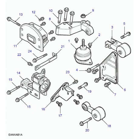 Land rover vis a tete six pans avec collet Freelander 1 (FB112117L)