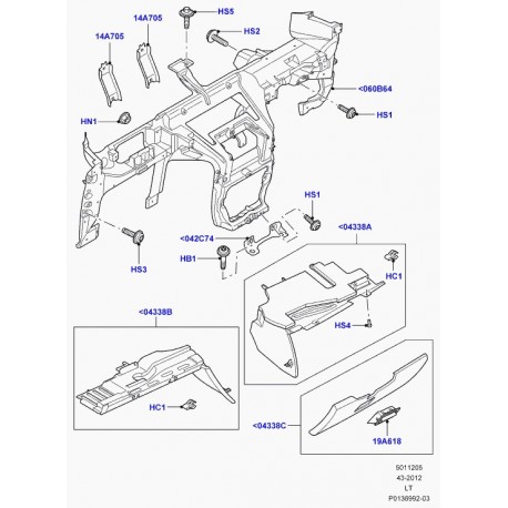 Land rover panneau garnissage planche bord Range Sport (FBS500171NUG)