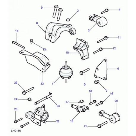 Land rover vis a tete six pans avec collet Freelander 1 (FC110187EL)