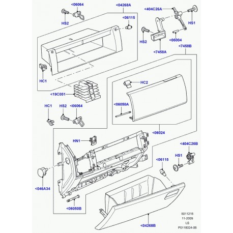 Land rover couvercle boite a gants Discovery 3 (FFN500160HPP)