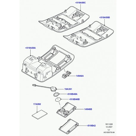 Land rover console de toit Range L322 (FHB500170VAE)